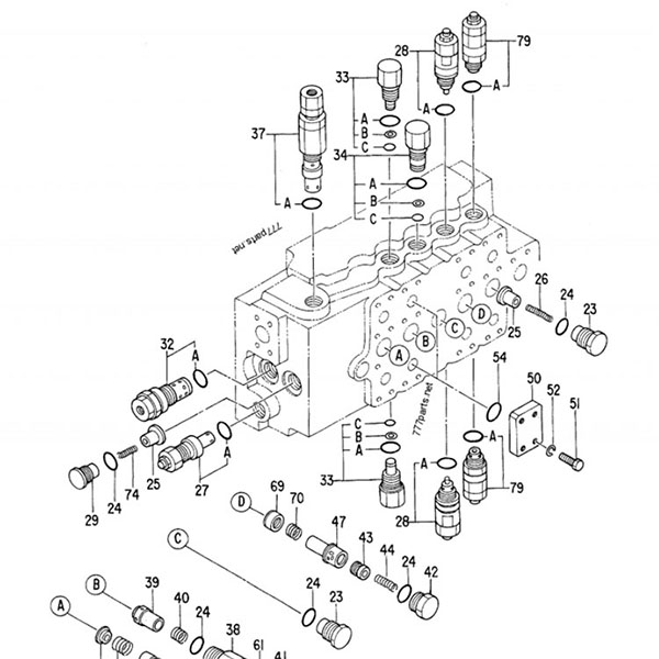 Hitachi EX300-2 hydraulisk kontrolventil 4314749